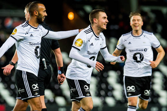 Djordje Denic of Rosenborg celebrates with teammates Issam