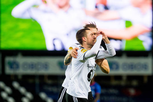 Djordje Denic of Rosenborg celebrates with teammate