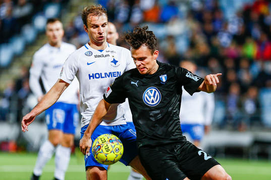 Malmö FFs Andreas Vindheim och Norrköpings Kasper Larsen