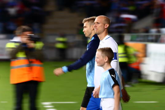Norrköpings Andreas Johansson går in till fotbollsmatchen