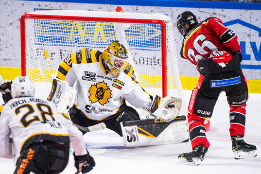 Skellefteås målvakt Gustaf Lindvall och Luleås Emil