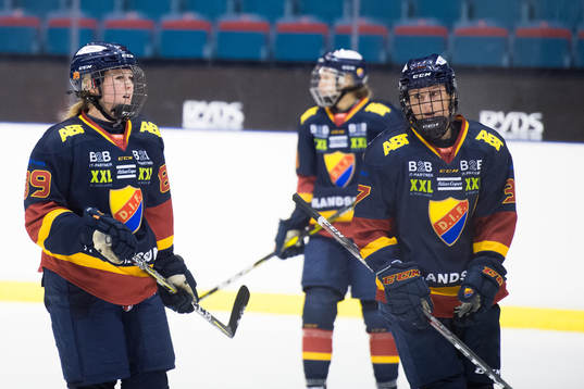 Djurgårdens Solveig Neunzert och Josefine Holmgren deppar