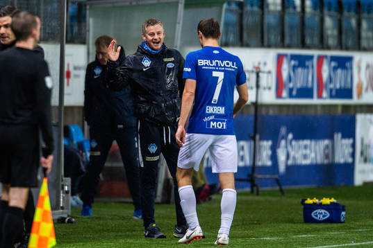 Ole Gunnar Solskjær, manager of Molde, and Magnus Eikrem