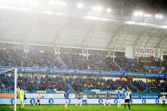 Heavy rain at Aker stadion