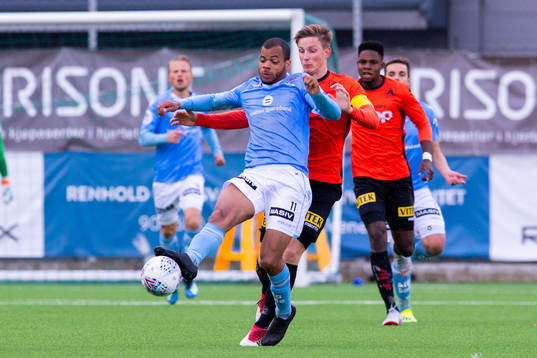 Erixon Danso of Sandnes Ulf and Jonas Hestetun of Åsane