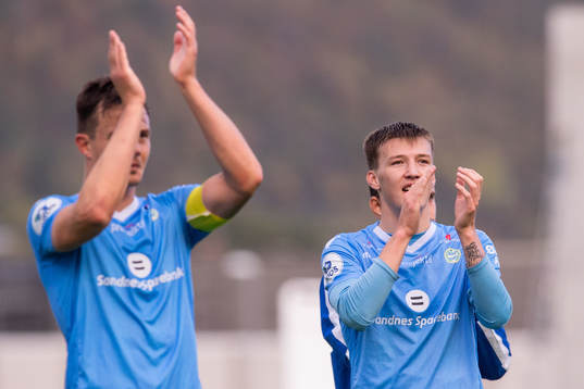 Niels Vorthoren and Axel Kryger of Sandnes Ulf celebrates