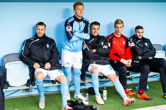 Malmö FFs Arnór Ingvi Traustason, Anders Christiansen och