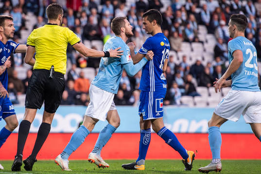 Malmö FFs Lasse Nielsen i bråk med Sundsvalls Pol Moreno