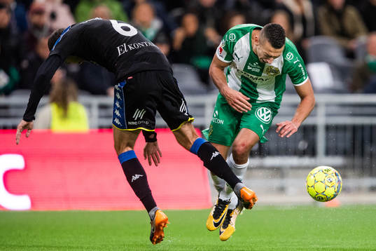 IFK Göteborgs Fredrik Oldrup Jensen och Hammarbys Nikola