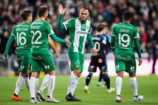Hammarbys Muamer Tankovic och David Fällman jublar
