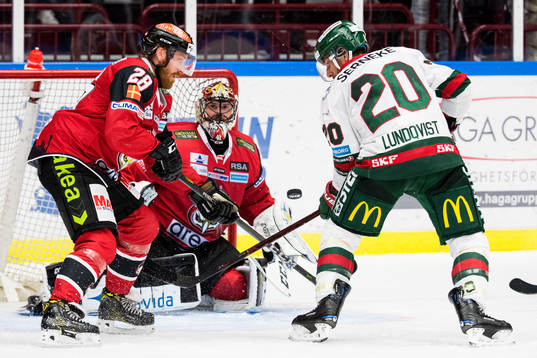 Frölundas Joel Lundqvist oroar mot Malmö Redhawks Jens