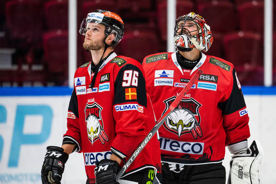 Malmö Redhawks Kim Rosdahl och målvakt Cristopher
