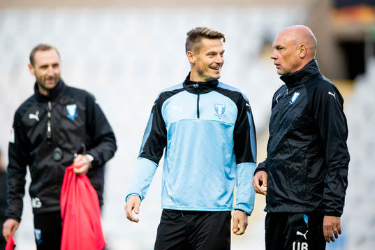 Markus Rosenberg and head coach Uwe Rösler of Malmö FF