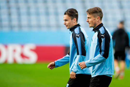 Andreas Vindheim and Markus Rosenberg of Malmö FF