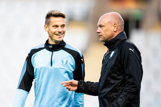 Head coach Uwe Rösler and Markus Rosenberg of Malmö FF