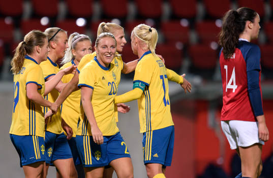 Sveriges spelare jublar