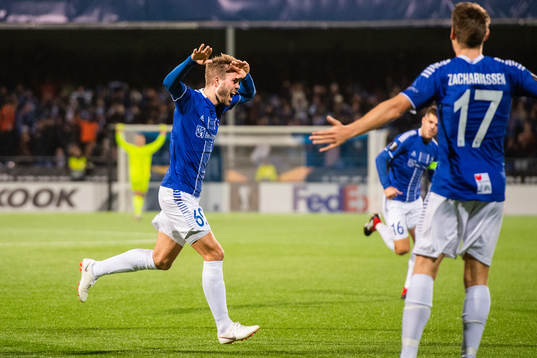 Patrick Mortensen of Sarpsborg 08 celeberates