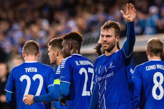 Patrick Mortensen of Sarpsborg 08 celeberates