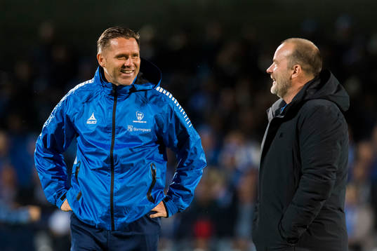 Tom Freddy Aune, assistant coach of Sarpsborg 08, and Geir