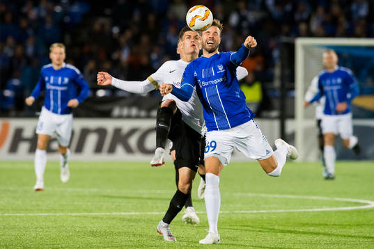 Joakim Maehle of Genk and Patrick Mortensen of Sarpsborg 08