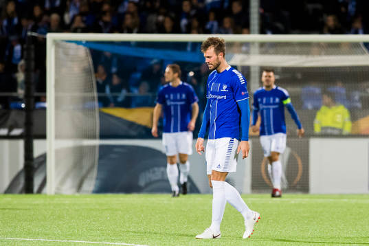Patrick Mortensen of Sarpsborg 08 looks dejected