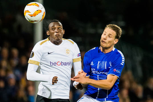 Jhon Lucumi of Genk and Kristoffer Zachariassen of