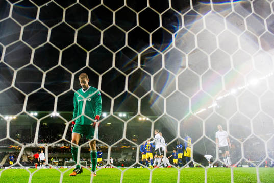 Goalkeeper André Hansen of Rosenborg looks dejected