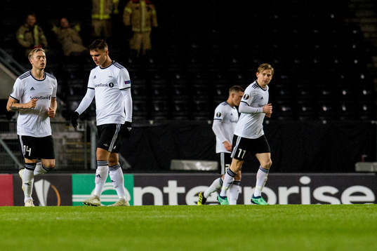 Alexander Søderlund and Jonathan Levi of Rosenborg look