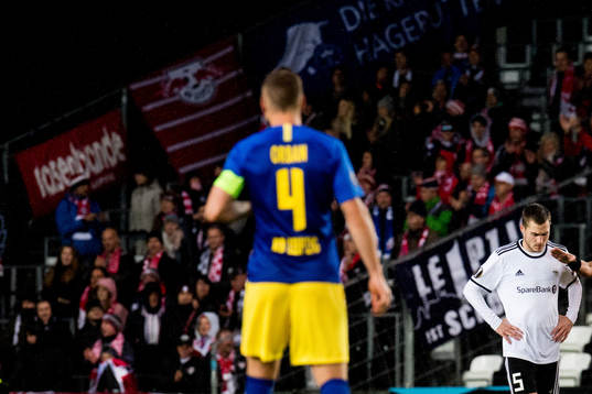 Djordje Denic of Rosenborg looks dejected