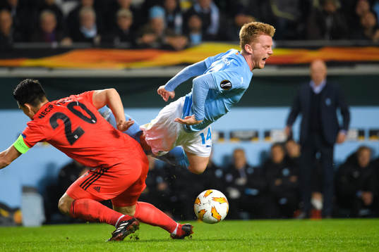 Necip Uysal of Besiktas and Anders Christiansen of Malmö FF