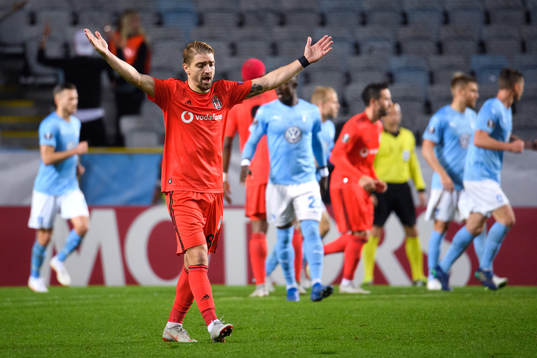 Caner Erkin of Besiktas looks dejected