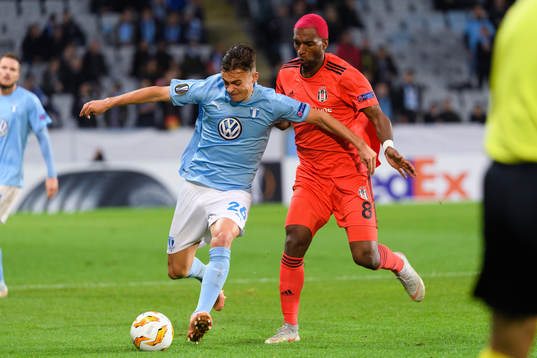 Andreas Vindheim of Malmö FF and Ryan Babel of Besiktas