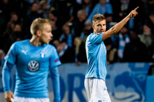 Oscar Lewicki and Rasmus Bengtsson of Malmö FF