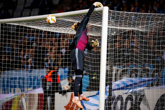 Goalkeeper Loris Karius of Besiktas sees the ball scoring