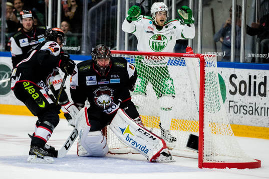 Malmö Redhawks målvakt Oscar Alsenfelt deppar