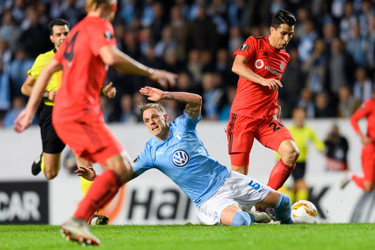 Sören Rieks of Malmö FF and Necip Uysal of Besiktas