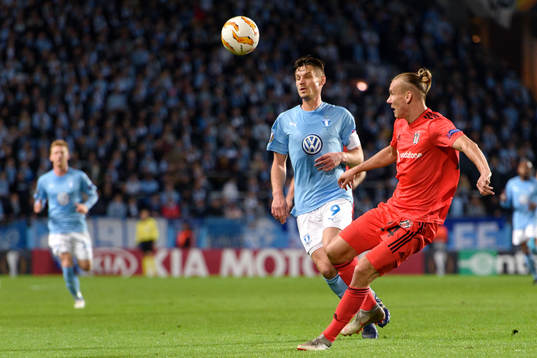 Markus Rosenberg of Malmö FF and Domagoj Vida of Besiktas