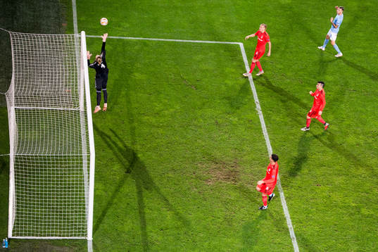Andreas Vindheim of Malmö FF (not pictured) scores the 1-0