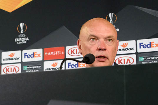 Uwe Rösler, head coach of Malmö FF an a press conference