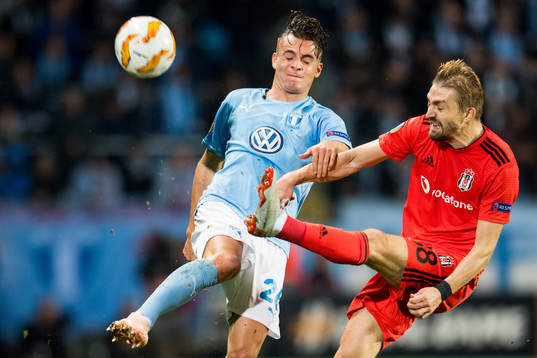 Andreas Vindheim of Malmö FF and Caner Erkin of Besiktas
