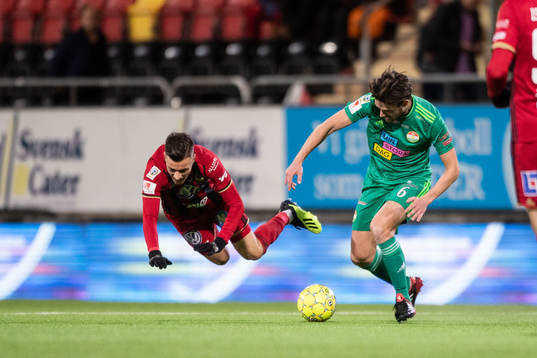 Östersunds Jamie Hopcutt och Dalkurds Robin Tranberg