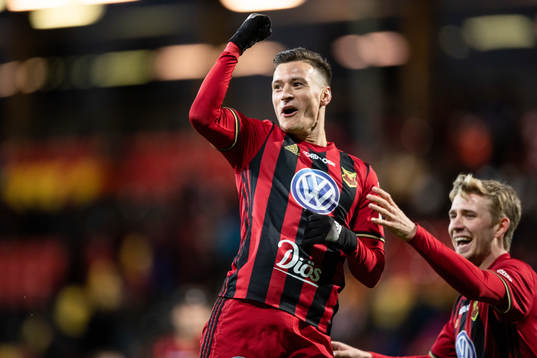 Östersunds Jamie Hopcutt jublar