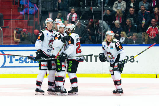 Malmö Redhawks spelare jublar