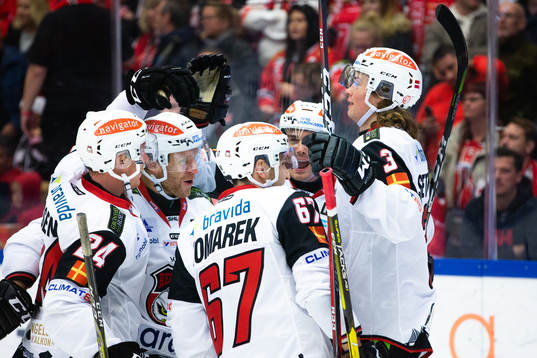 Malmö Redhawks spelare jublar