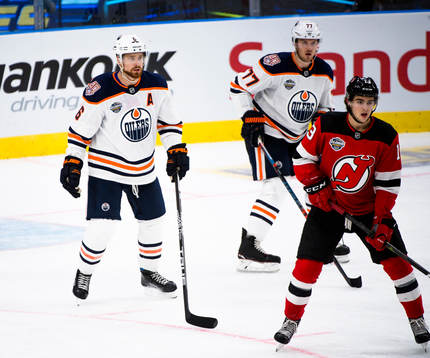 Adam Larsson and Oscar Klefbom of the Edmonton Oilers