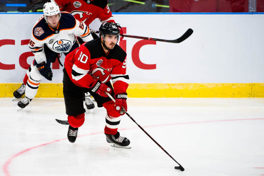 Kailer Yamamoto of the Edmonton Oilers and Marcus Johansson