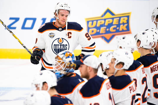 Connor McDavid of the Edmonton Oilers looks dejected