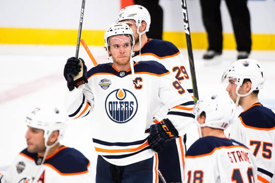 Connor McDavid of the Edmonton Oilers looks dejected