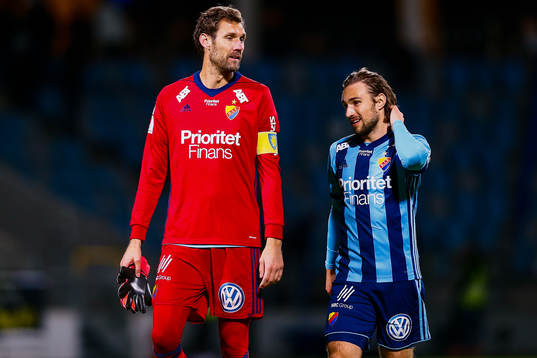 Djurgårdens målvakt Andreas Isaksson och Kevin Walker