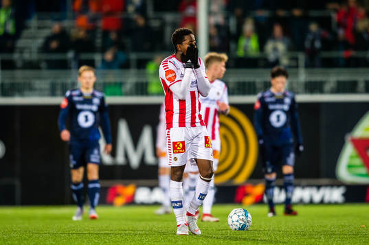 Mushaga Bakenga of Tromsø looks dejected